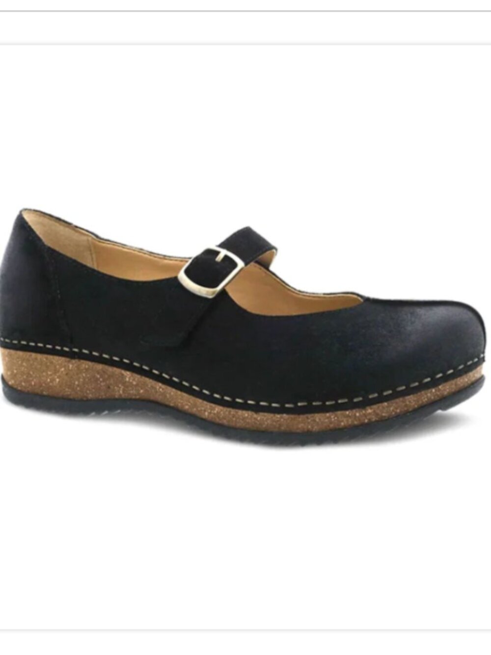 Dansko Mika Mary Jane Platform Shoes Black Burnished Suede Size 37